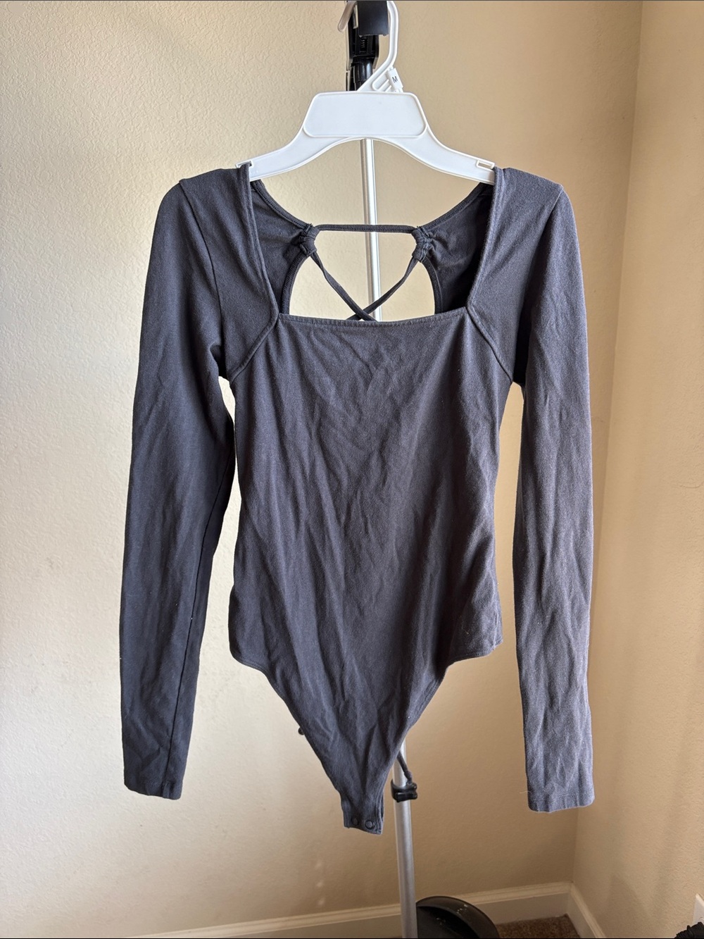 American Eagle Long Sleeve Square Neck Bodysuit with Strappy Back